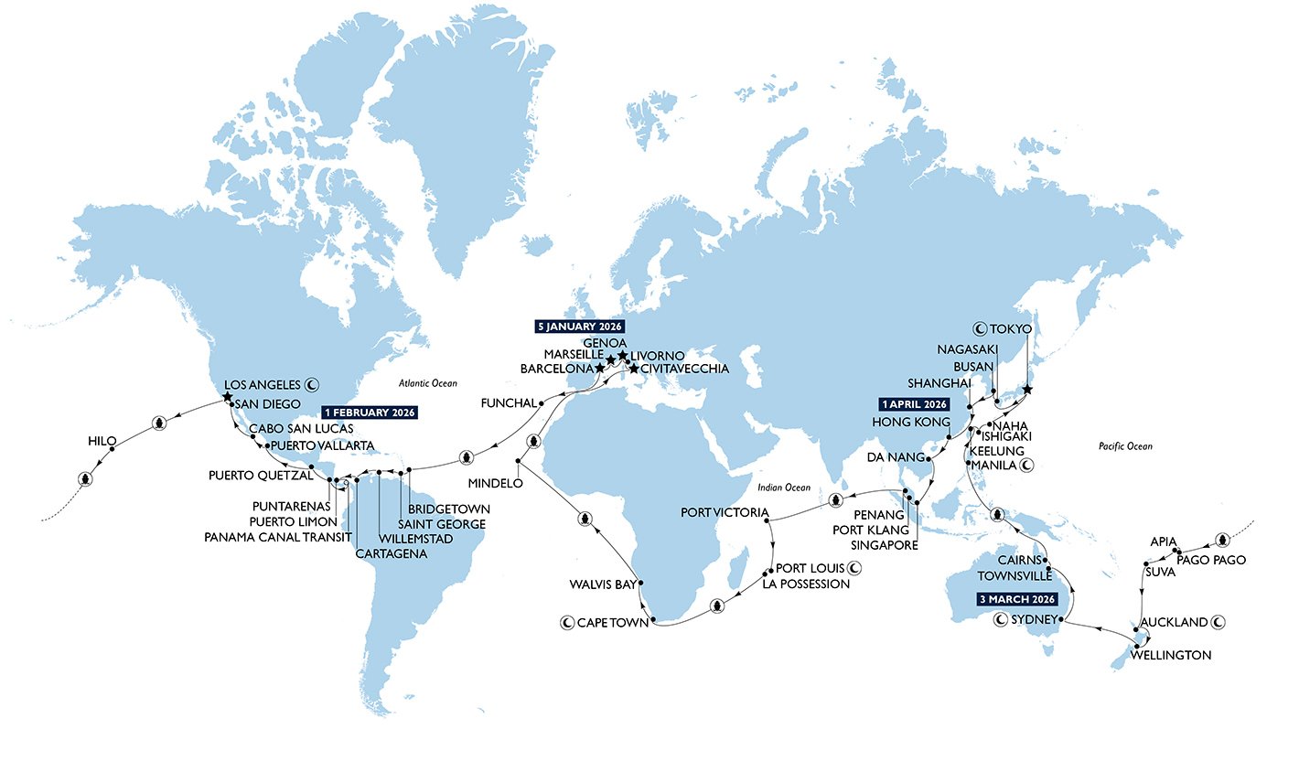 MSC World Cruise 2026 Itinerary Map| MSC Cruises MSC World Cruise 2026 Itinerary Map| MSC Cruises
