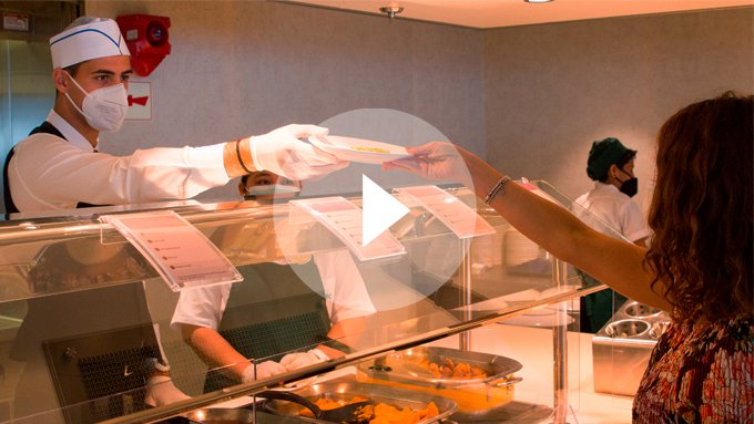 A guest receiving a meal from a buffet on an MSC cruise ship | MSC Cruises