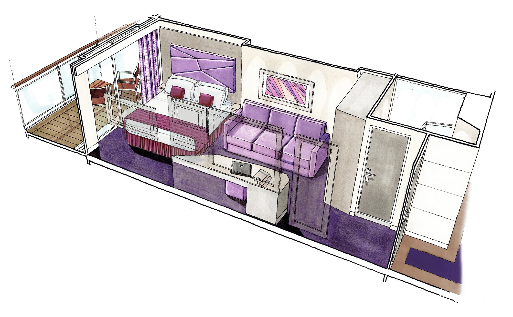 MSC Seaside Cabin: Balcony 08 3d MSC Seaside Cabin: Balcony 08 3d