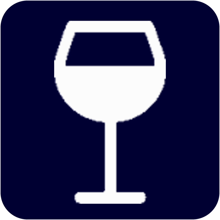 White wine glass icon on a navy blue background | MSC Cruises