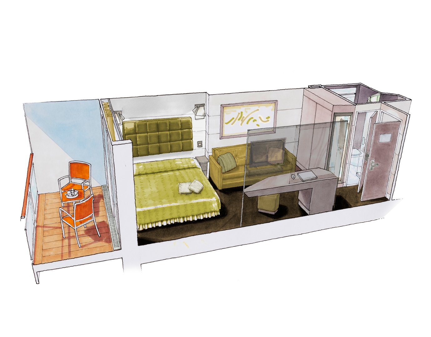 MSC Grandiosa Cabin: Balcony 01 3d MSC Grandiosa Cabin: Balcony 01 3d