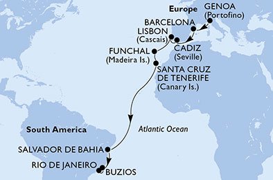 Italië, Spanje, Portugal, Brazilië