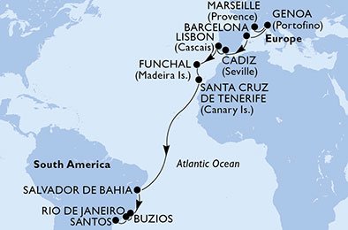 Frankrijk, Italië, Spanje, Portugal, Brazilië