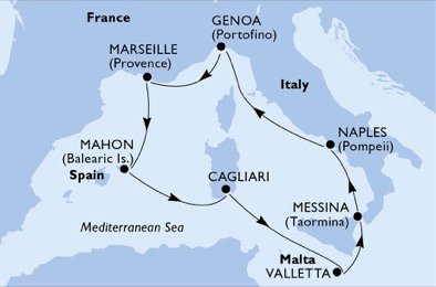 Frankrijk, Spanje, Italië, Malta