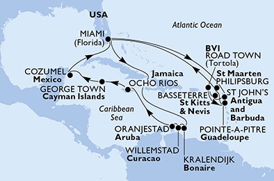 Verenigde Staten, Antigua en Barbuda, Saint Kitts en Nevis, Britse Maagdeneilanden, Guadeloupe, St. Maarten, Aruba, Jamaïca, Cayman Eilanden, Mexico