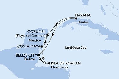 Cuba, Belize, Honduras, Mexico
