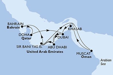 Verenigde Arabische Emiraten, Bahrein, Qatar, Oman