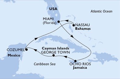 Verenigde Staten, Jamaïca, Cayman Eilanden, Mexico, Bahamas