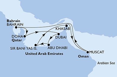 Verenigde Arabische Emiraten, Oman, Bahrein, Qatar
