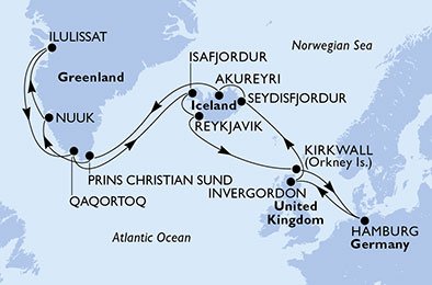 Duitsland, Groot-Brittannië, IJsland, Greenland