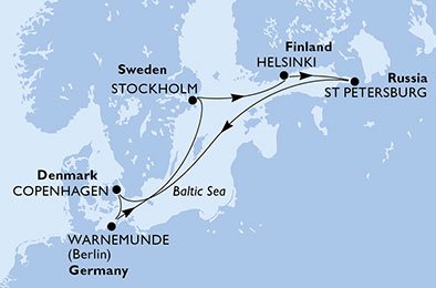 Duitsland, Zweden, Finland, Rusland, Denemarken