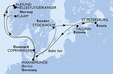Duitsland, Noorwegen, Denemarken, Zweden, Estland, Rusland