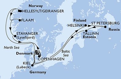 Duitsland, Denemarken, Finland, Rusland, Estland, Noorwegen
