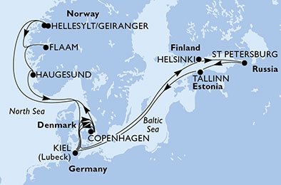Duitsland, Denemarken, Noorwegen, Finland, Rusland, Estland