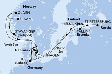 Duitsland, Denemarken, Finland, Rusland, Estland, Noorwegen