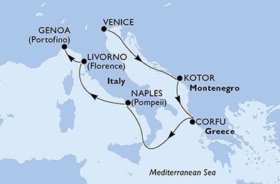 Italië, Montenegro, Griekenland