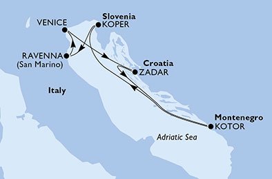 Italië, Kroatië, Montenegro, Slovenië
