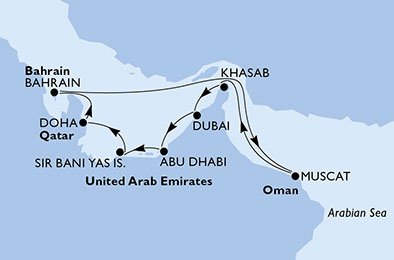 Verenigde Arabische Emiraten, Qatar, Bahrein, Oman