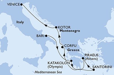Italië, Griekenland, Montenegro