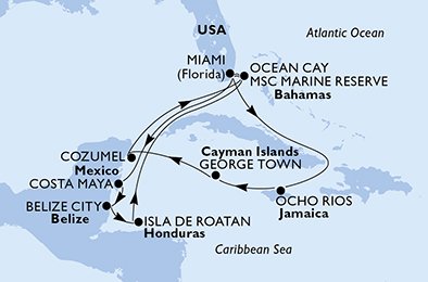 Verenigde Staten, Mexico, Belize, Honduras, Bahamas, Jamaïca, Cayman Eilanden