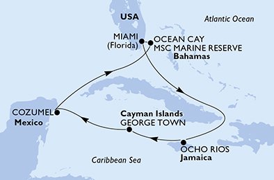 Verenigde Staten, Jamaïca, Cayman Eilanden, Mexico, Bahamas