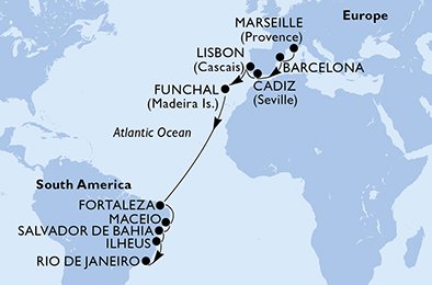 Frankrijk, Spanje, Portugal, Brazilië