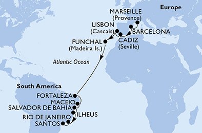 Frankrijk, Spanje, Portugal, Brazilië