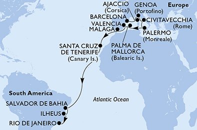 Spanje, Frankrijk, Italië, Brazilië