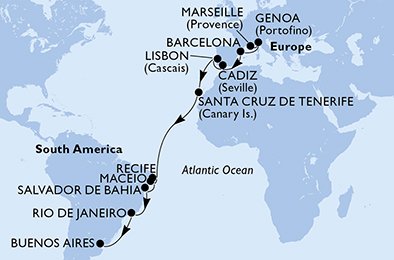 Frankrijk, Italië, Spanje, Portugal, Brazilië, Argentinië