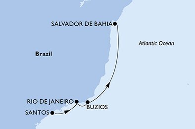Santos, Rio de Janeiro, Buzios, Salvador