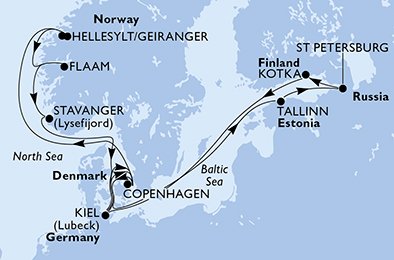 Duitsland, Denemarken, Estland, Rusland, Finland, Noorwegen