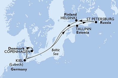 Denemarken, Estland, Rusland, Finland, Duitsland
