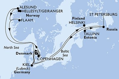 Denemarken, Noorwegen, Duitsland, Finland, Estland, Rusland