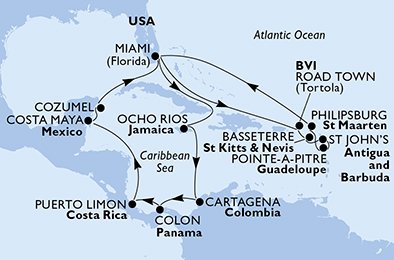 Verenigde Staten, Jamaïca, Colombia, Panama, Costa Rica, Mexico, Britse Maagdeneilanden, Saint Kitts en Nevis, Antigua en Barbuda, Guadeloupe, St. Maarten