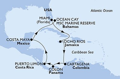 Verenigde Staten, Jamaïca, Colombia, Panama, Costa Rica, Mexico, Bahamas