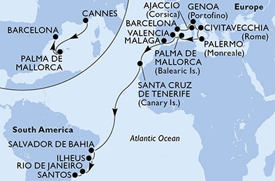Frankrijk, Spanje, Italië, Brazilië