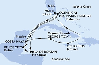 Verenigde Staten, Mexico, Belize, Honduras, Bahamas, Jamaïca, Cayman Eilanden