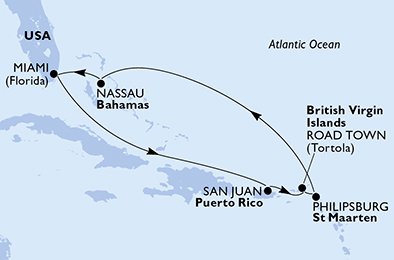 Verenigde Staten, Puerto Rico, Britse Maagdeneilanden, St. Maarten, Bahamas