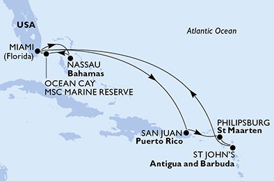 Verenigde Staten, Bahamas, Puerto Rico, St. Maarten, Antigua en Barbuda