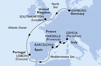 Duitsland, Groot-Brittannië, Portugal, Spanje, Frankrijk, Italië
