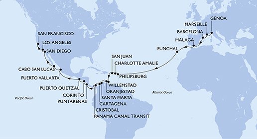 Italië, Frankrijk, Spanje, Portugal, St. Maarten, Virgin Islands (U.S.), Puerto Rico, Aruba, Colombia, Panama, Costa Rica, Nicaragua, Guatemala, Mexico, Verenigde Staten