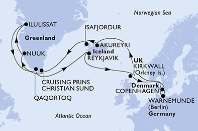 Duitsland, IJsland, Greenland, Groot-Brittannië, Denemarken