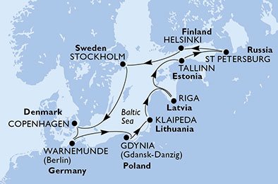 Denemarken, Duitsland, Polen, Litouwen, Letland, Estland, Rusland, Finland, Zweden
