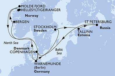 Denemarken, Duitsland, Zweden, Estland, Rusland, Noorwegen