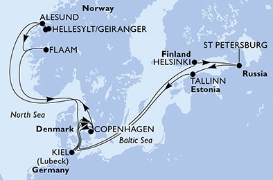Denemarken, Finland, Rusland, Estland, Duitsland, Noorwegen