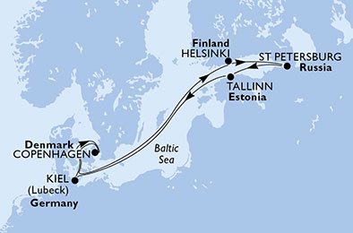Denemarken, Finland, Rusland, Estland, Duitsland