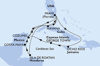 Verenigde Staten, Honduras, Mexico, Cuba, Jamaïca, Cayman Eilanden