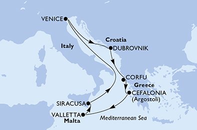 Italië, Kroatië, Griekenland, Malta