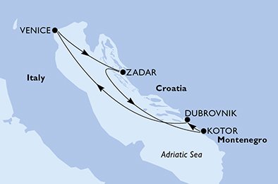 Venice,Zadar,Kotor,Dubrovnik,Venice