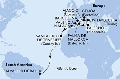 Spanje, Frankrijk, Italië, Brazilië